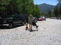 13-Kenny_hiking_through_parking_lot_for_Mary_Jane_Falls-Mt._Charleston