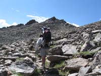 132-Daddy_and_sleeping_Kenny_traversing_boulder_field_above_11k-almost_to_the_top