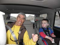 01-Peppe_and_Kenny_riding_to_Cleopatra_Wash_hike-Lake_Mead