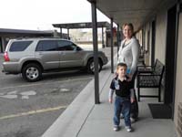03-Mommy_and_Kenny_outside_Rodeway_Inn_&_Suites_hotel_room_in_Williams,AZ
