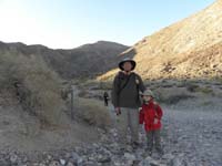 111-another_dirt_road_to_hike_Darwin_Fall-Daddy_and_Kenny_at_trailhead-this_time_only_55_degrees_in_morning