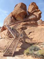 12-Kenny_and_Mommy_climbing_stair_for_Atlatl_Rock-I_explained_petroglyphs_while_CT&T_guest_listened