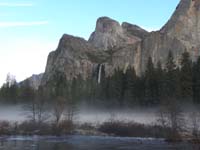 36-El_Portal_view-magical_scenery-Bridalveil_Fall_and_mountain_with_light_ground_fog