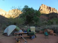 05-our_campsite_at_sunset-Watchman_Peak_in_upper_right
