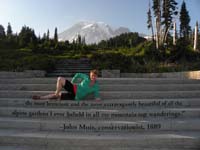 50-Mommy_with_John_Miur_quote_on_steps_with_Mount_Rainier_at_sunset