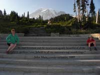 51-Mommy_and_Kenny_with_John_Miur_quote_on_steps_with_Mount_Rainier_at_sunset