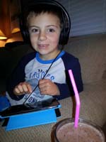 12-before_school_activities-breakfast_smoothie_made_by_Mommy,watch_show_on_Kindle