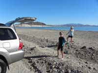 01-getting_ready_to_go_swimming-about_200_feet_walk_to_lake-lowest_in_history
