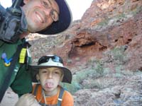 03-Kenny_goofing_around_holding_onto_Daddy's_arm_while_hiking_down_the_canyon