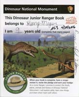 088-Junior_Ranger_Program-Dinosaur_NM-01-Junior_Ranger_badge_number_63-17th_for_trip