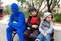 17-Kenny_and_Wade_impersonating_Lego_man_sitting_on_bench