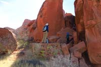10-kids_taking_break_by_scrambling_on_some_rocks-then_heading_up_drainage_to_left