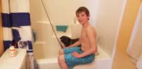 49-washing_dog_in_new_shorts_made_by_Jane-swimming_theme
