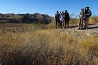 01-small_group_at_start_of_hike_with_Peanut_Peak_in_background-Brett,Stella,Julia,Kenny,Daddy